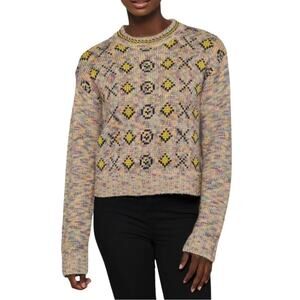 RE/DONE 50s Crewneck Sweater XO Rainbow Argyle Print Womens Medium Retail $425